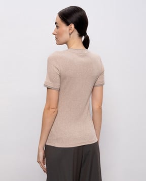 Peserico Beige melange T-shirt with chain and lurex A06809J05669C