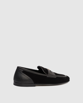 Dolce&Gabbana Black suede loafers with DG logo monogram A50741A0084