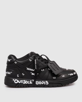 Off-White Out Of Office black leather sneakers OMIA189F25LEA007