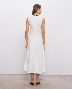 Brunello Cucinelli White midi dress with linen MH126AFR61