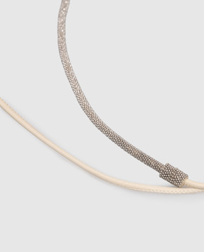 Peserico Beige leather belt with monil chain A32602C0CC790
