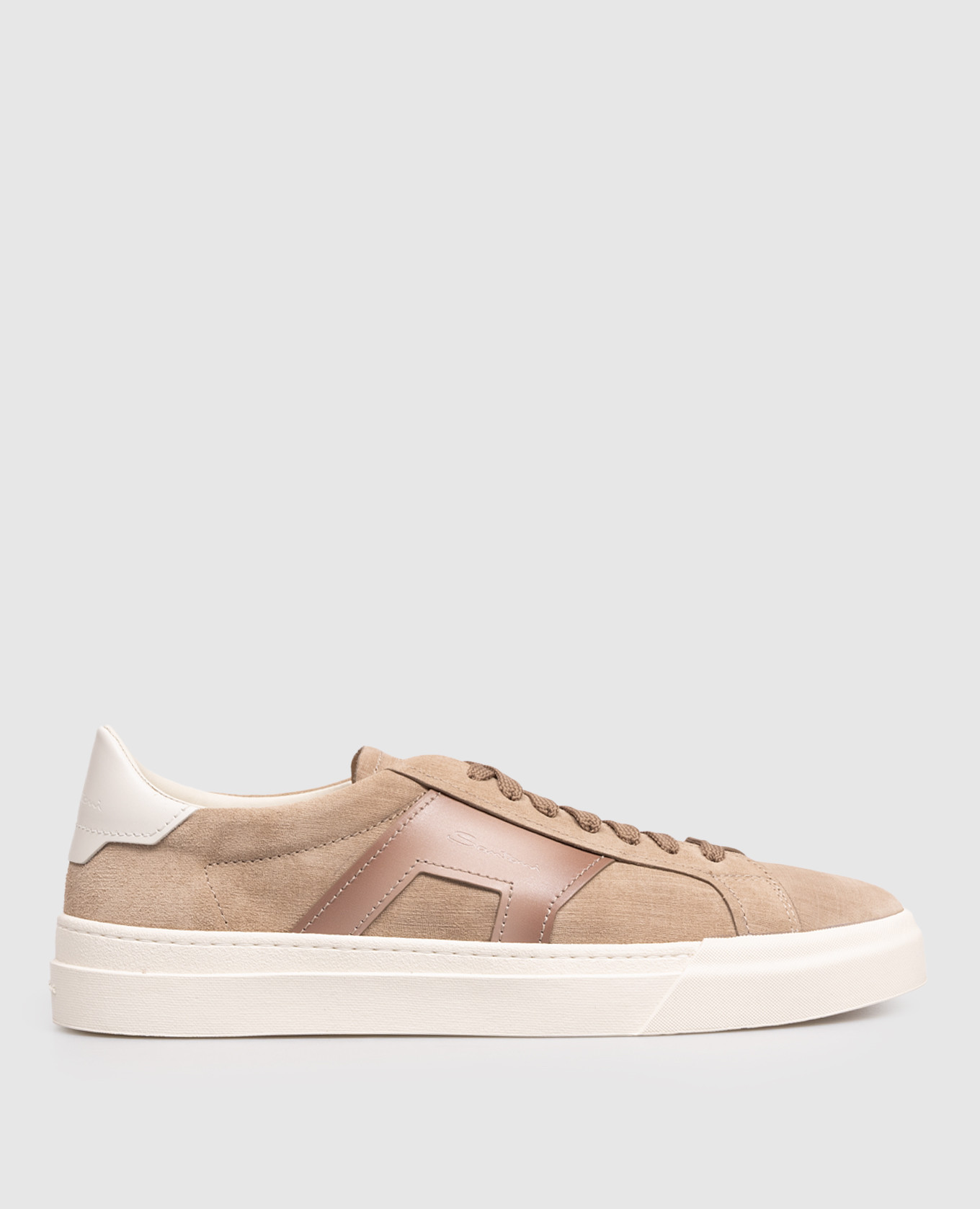 Brown nubuck sneakers with logo print