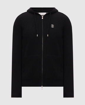 Brunello Cucinelli Black sports jacket with embroidered emblem M22704806G