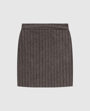 Twinset Brown striped mini skirt 262TF2022