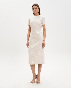 David Koma Ivory sequined tweed sheath dress RE26DK77D