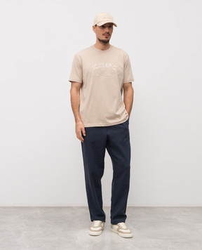 Iceberg Beige T-shirt with logo embroidery F0406325