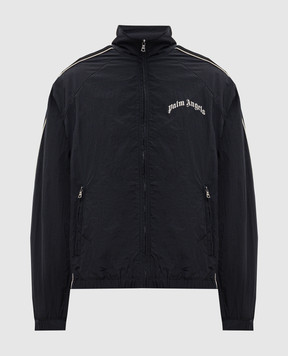 Palm Angels Black windbreaker with logo print PMEB02GS26FAB001