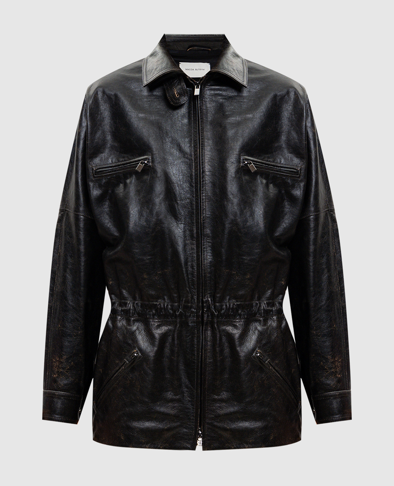

Black leather jacket with vintage effect Magda Butrym