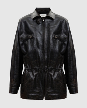 Magda Butrym Black leather jacket with vintage effect LEATHER19JACKET271526