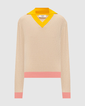 Fendi Beige sweater with patterned silk FZXE95AW4S