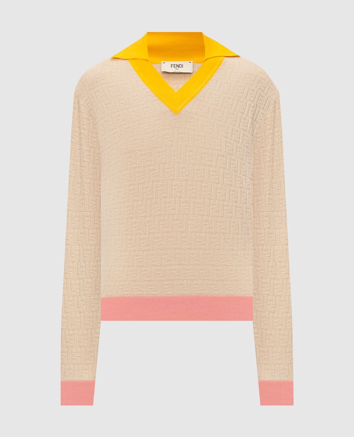 Beige sweater with patterned silk