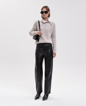 Allude Beige wool and cashmere sweater with zipper 26517621