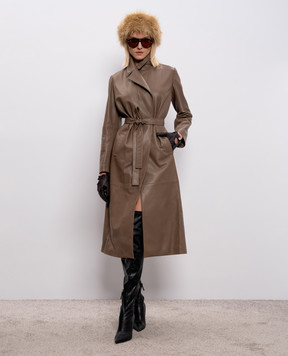Simonetta Ravizza Mila brown leather coat with belt S06CO61L1