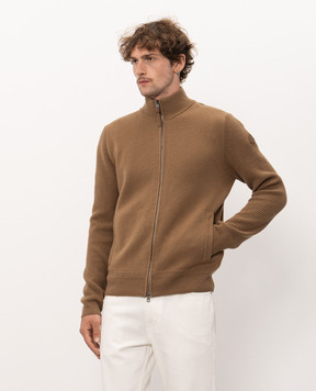 Moncler Brown wool and cashmere cardigan L20919B00013M4281