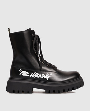 Off-White Children's black leather shoes For Walking OBID002F25LEA001