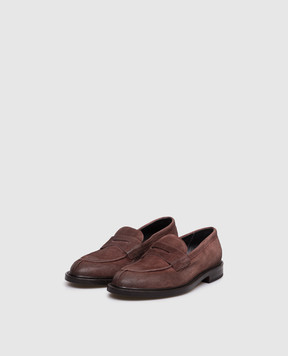 Pantanetti Brown suede loafers with vintage effect 20058A