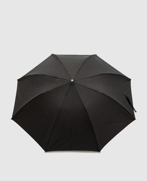 Pasotti Black folding umbrella with leather handle OMITUO64SBLUES59732