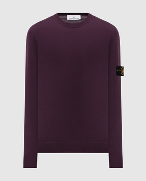 Stone Island Purple wool jumper with logo K2S155100071S00C4