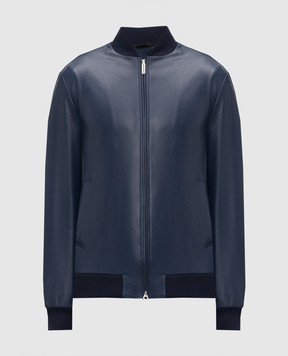 Stefano Ricci Blue leather bomber jacket M7J6100262NPNUV5