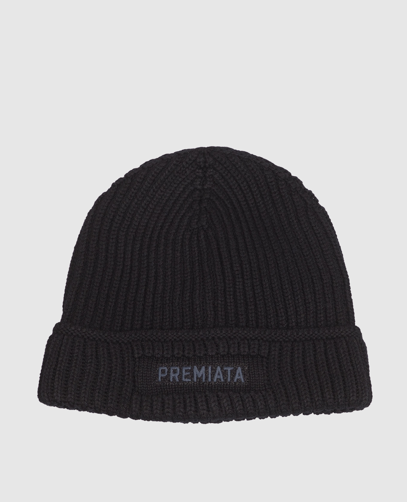 Black wool hat with logo embroidery