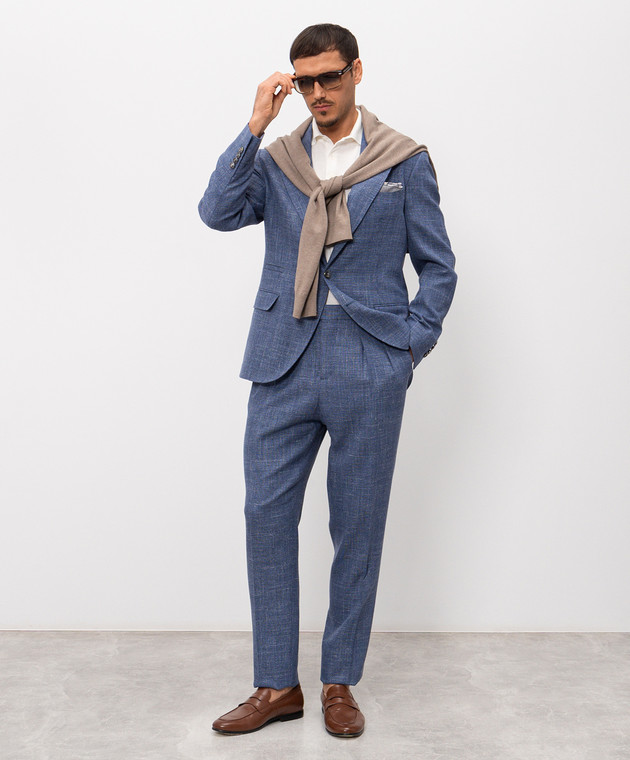 Brunello Cucinelli - Blue suit made of wool, silk and linen
