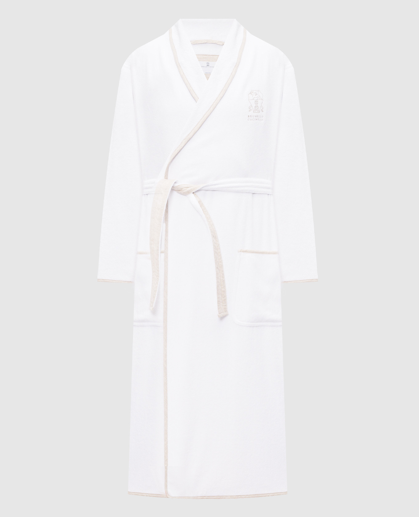 White terry robe with embroidered emblem