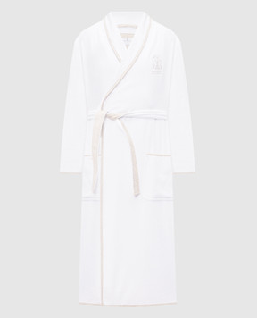 Brunello Cucinelli White terry robe with embroidered emblem MLB925152
