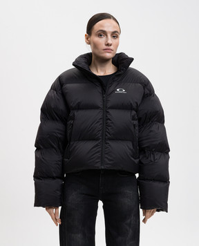 Balenciaga Black cropped puffer jacket with logo 852298TNO12