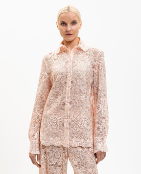 Ermanno Scervino Pink lace blouse with crystals D482K725CTUEO