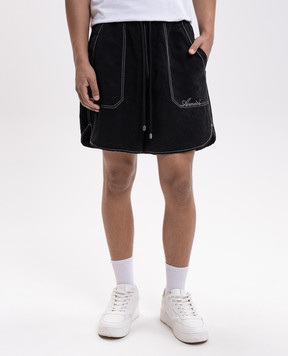 AMIRI Black linen shorts AMBMSO1081