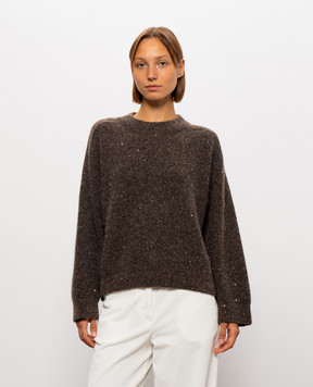 Peserico Brown wool sweater with sequins S99531F05B9202