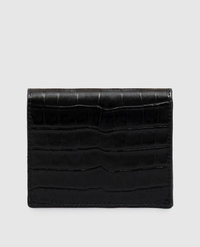 Toteme Black leather T-lock cardholder with crocodile embossed design 251WAM0042LE0076