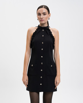 Alessandra Rich Black wool mini dress with ruffles FABX4119F2335