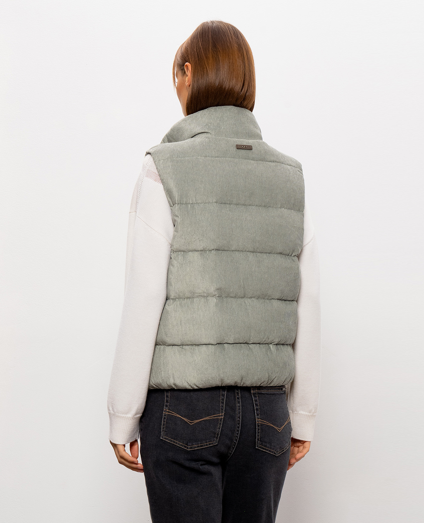 Green corduroy down vest Peserico 4