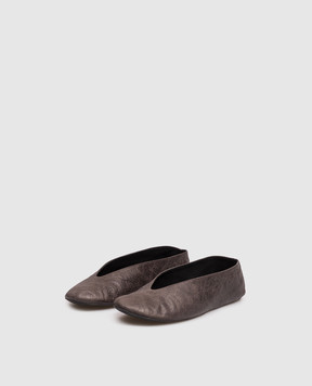 The Row Fay brown leather ballet flats F1858L1B