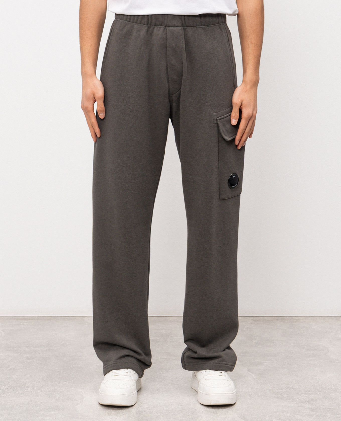 Khaki sweatpants with logo patch C.P. Company 3
