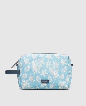 MANTERO 1902 Brenda blue cosmetic bag with linen 1083F0018G00880