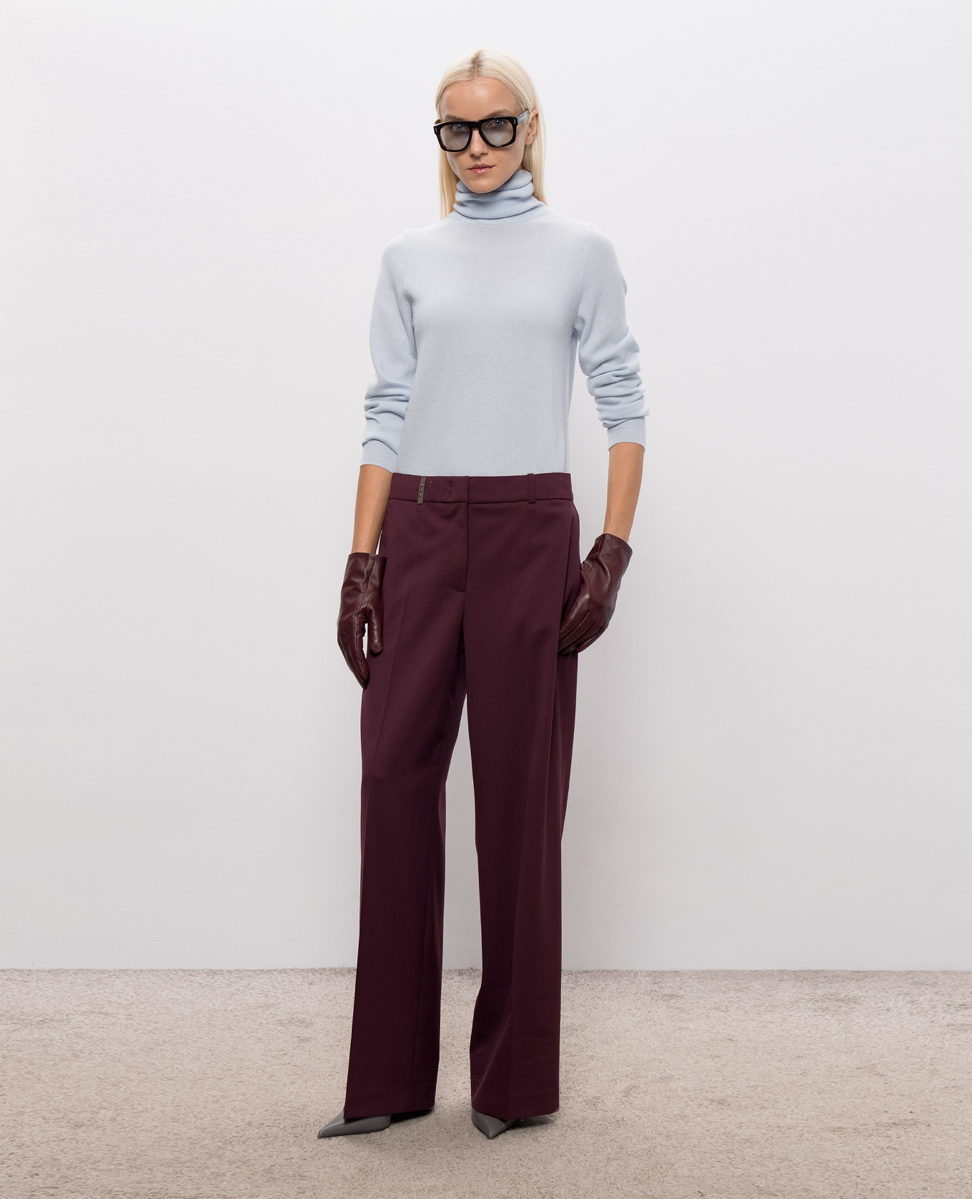 Blue wool and cashmere turtleneck Allude 2