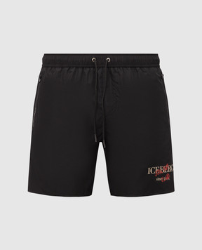 Iceberg Black logo print swim shorts ICE26MBM01