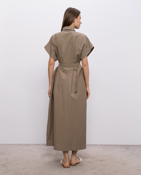 Brunello Cucinelli Brown shirt dress with monil chain ML140A5475