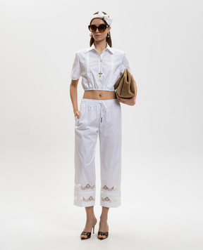 Ermanno Scervino White pants with lace D482P373APBQP