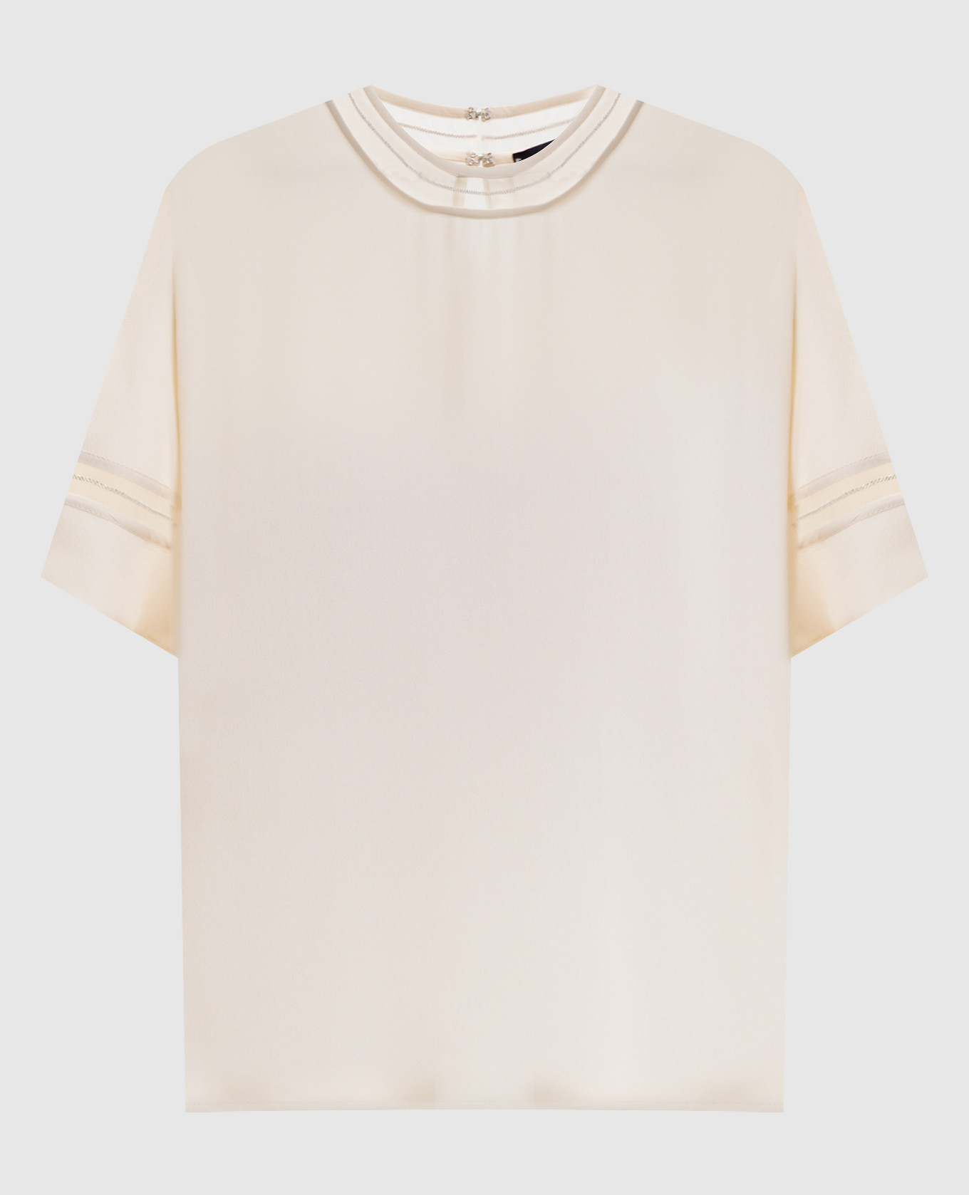 Ivory silk blouse with monil chain