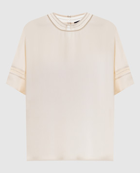 Fabiana Filippi Ivory silk blouse with monil chain TPD266F289L775