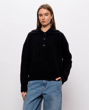 Ami Paris Black merino wool sweater UKS885KN0192w