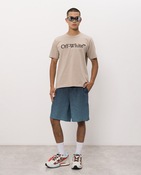 Off-White Beige T-shirt with textured logo 44MAA16MF26J005