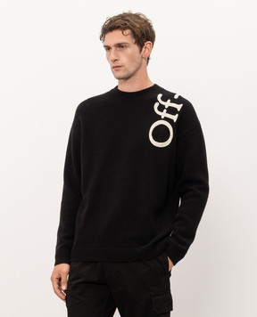 Off-White Black sweater with wool 44MHE213F26K001