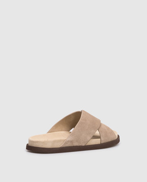 Brunello Cucinelli Beige suede flip-flops MZUSOLY327