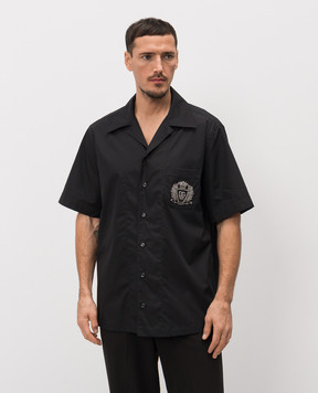 Dolce&Gabbana Black shirt with heraldic logo patch G5JH9ZGK278