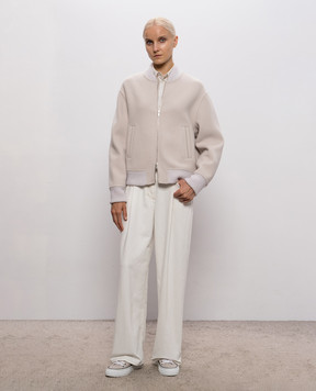 Peserico Beige bomber jacket with wool and cashmere A21084EB3197