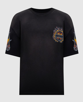 AMIRI Black Flames T-shirt with logo print AMTOJR1111
